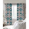thumbnail image 4 of Teal Boho Blackout Curtains for Bedroom Living Room Darkening Curtains 54 Inch Long Farmhouse Retro Ethnic Turkish Pattern Motifs Short Curtain for Small Window Treatment Grommet Drapes 42"x54"x2, 4 of 9