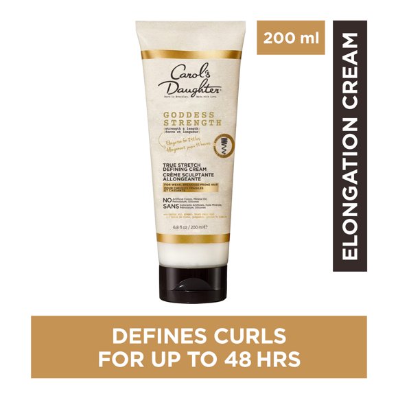 Carol's Daughter Goddess Strength True Stretch Defining Hair Cream with Castor Oil, Moisturizing Hair Care to Define Curly and Wavy Hair for Up To 48HR