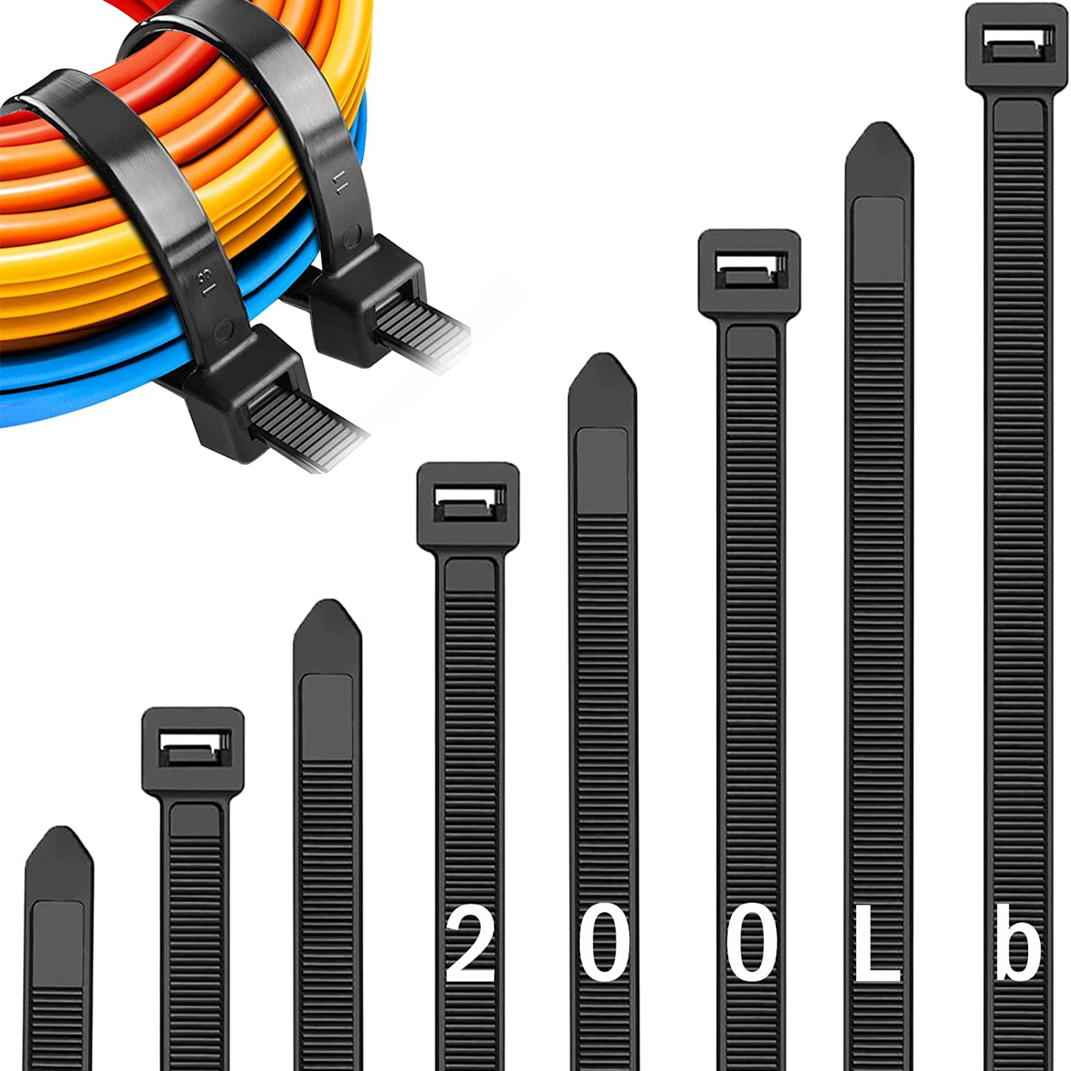 18 Inch Cable Zip Ties Heavy Duty With 200lbs Tensile Strength, large