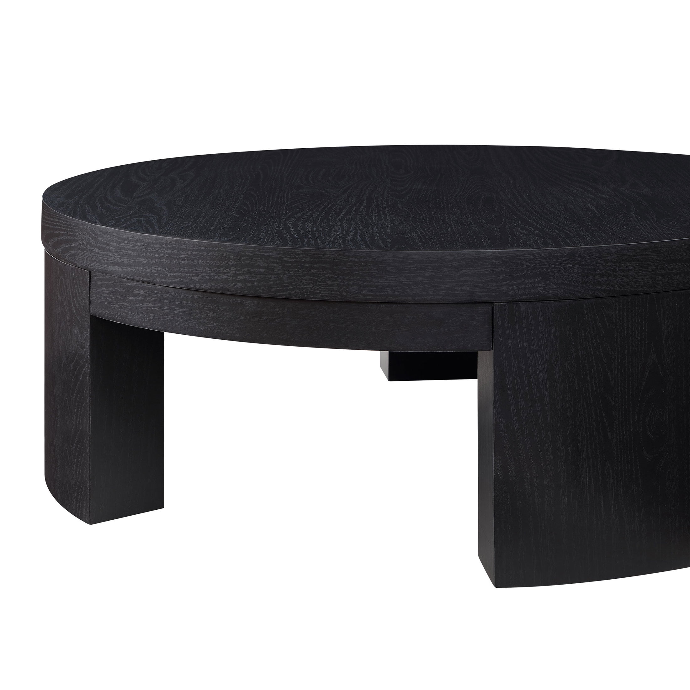 Beautiful Mod Round Coffee Table by Drew Barrymore, Rich Black Finish