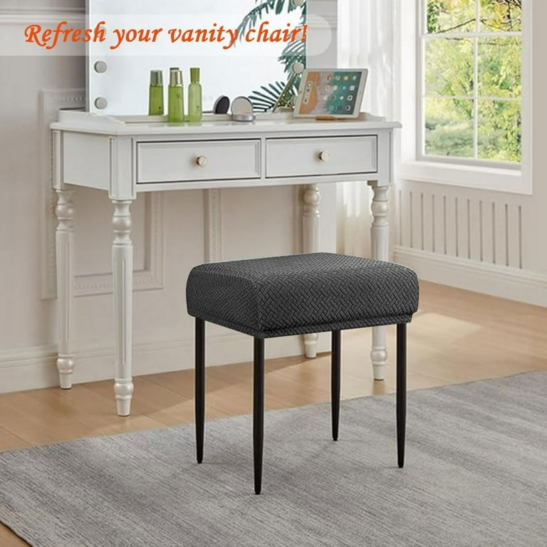 Rectangle Stretch Counter Height Barstool Slipcovers Rectangular Vanity Stool Cover Kitchen Counter Saddle Seat Cover 6PC Beige
