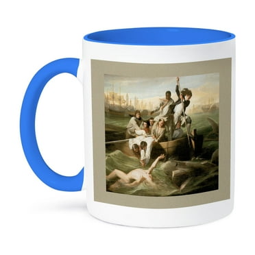 3dRose, Watson and the Shark by John Singleton Copley American Art, 11oz Two-Tone Blue Mug