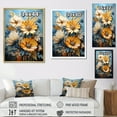 thumbnail image 4 of Designart "Sky-Blue Sunflower Fields III" Sunflowers Floater Framed Wall Art Living Room, 4 of 5