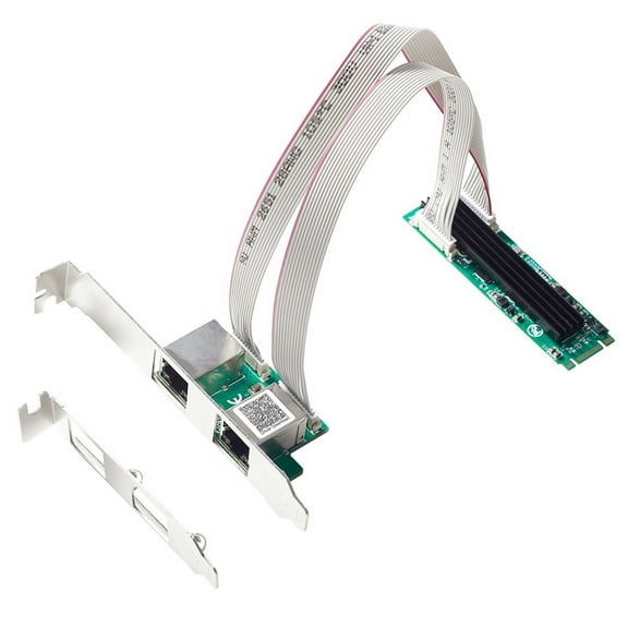 M.2 to Dual Port 2.5G Ethernet NIC Network Card M.2 22x80mm Size B Key and M Key 2500 Mbps RTL8125B Chipset