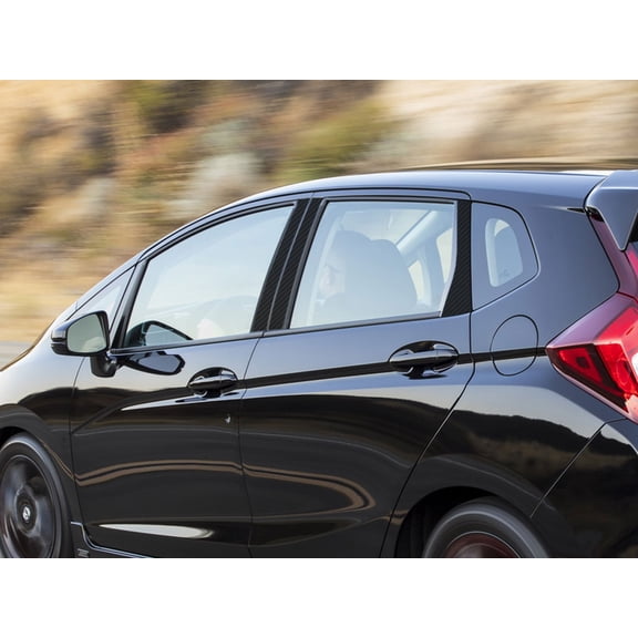 Rvinyl Pillar Post Window Trim Compatible with Honda Fit 2014-2020 - Carbon Fiber 3D (Black)