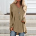 thumbnail image 3 of Arlun,Oversized V-Neck Tshirts for Women Casual Loose Fit Solid Color Thin Tops Womens Long Sleeve Baggy Soft Comfy Lightweight Fall Workout T Shirts Khaki XXXXXL, 3 of 3