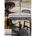 thumbnail image 5 of Outdoor Tablecloths with Umbrella Hole & Zipper, Bohemia Ethnic 60x60 Inch Square Tablecloths, Boho Tribal Teal Orange Purple Stripes Leaves Waterproof Table Cloth, Patio/Pool/Picnic Table Covers, 5 of 8