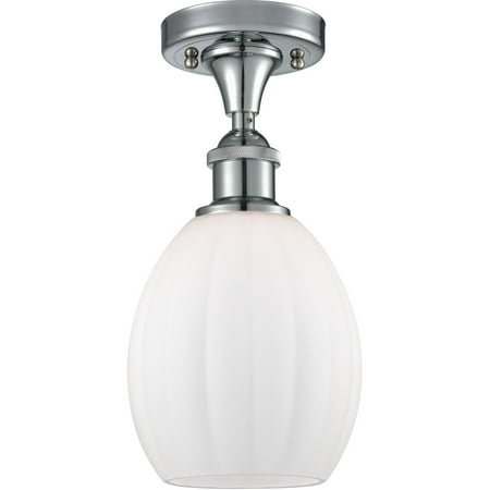 

Polished Chrome Tone Semi Flush 6 Wide Matte White Glass Steel/Cast Brass/Glass Medium Base LED 1 Light Fixture