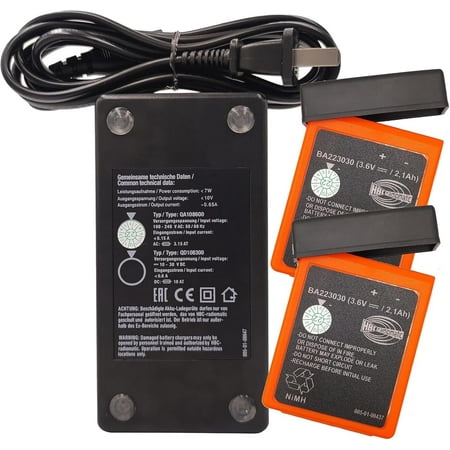 (2Pcs BA223030 Batteries + 1Pcs QA108600 Charger) 3.6V 2100mAh BA223030 HBC Remote Control Rechargeable Battery with AC 100V ~ 240V D-74564 QA108600 Charger