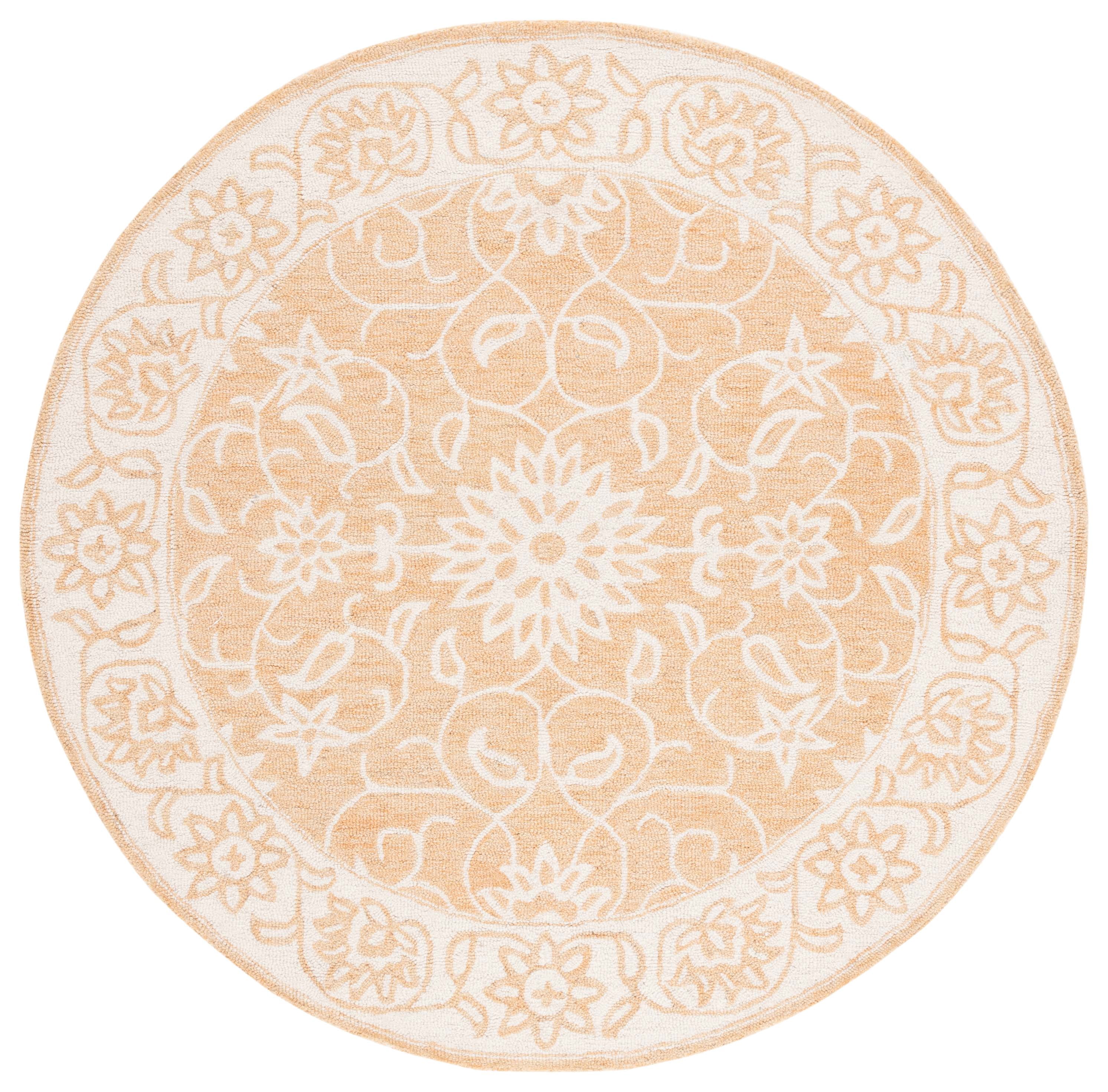 Safavieh Jardin Wilson Floral Wool Area Rug, Yellow/Ivory, 6' x 6' Round