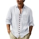 thumbnail image 2 of pstuiky camisa de manga larga para hombre, Camisa de manga larga con cuello vuelto y botones sólidos para hombre Tops de hombre xl, 2 of 6