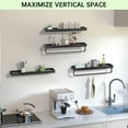 thumbnail image 6 of Cshidworld Bathroom Shelves Glass Floating Shelves with Towel Bar, 15.7" Glass Shelves Wall Rectangular Stainless Steel Tempered Glass for Shelf Sink Over Toilet Bathroom Organizer, Black, 6 of 7