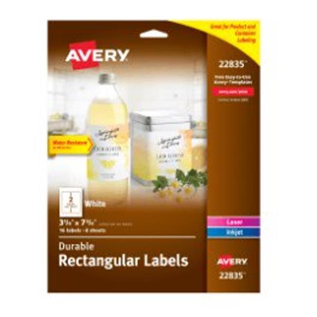 Avery 22835 Permanent Adhesive Durable Water-Resistant Labels, White ...