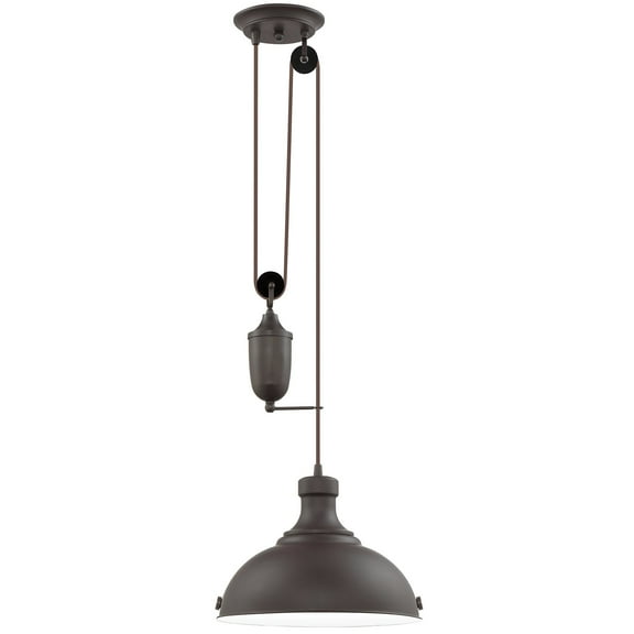 Kira Home Sequoia 13" Farmhouse Pulley Pendant Light, Retractable Design, Adjustable Height, Oil-Rubbed Bronze