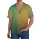 thumbnail image 1 of Balery Orange To Teal Gradient Camisa Casual de Manga Corta con Botones para Hombre, Texturizada, Estilo Cubano, para Playa, Verano-Large, 1 of 5