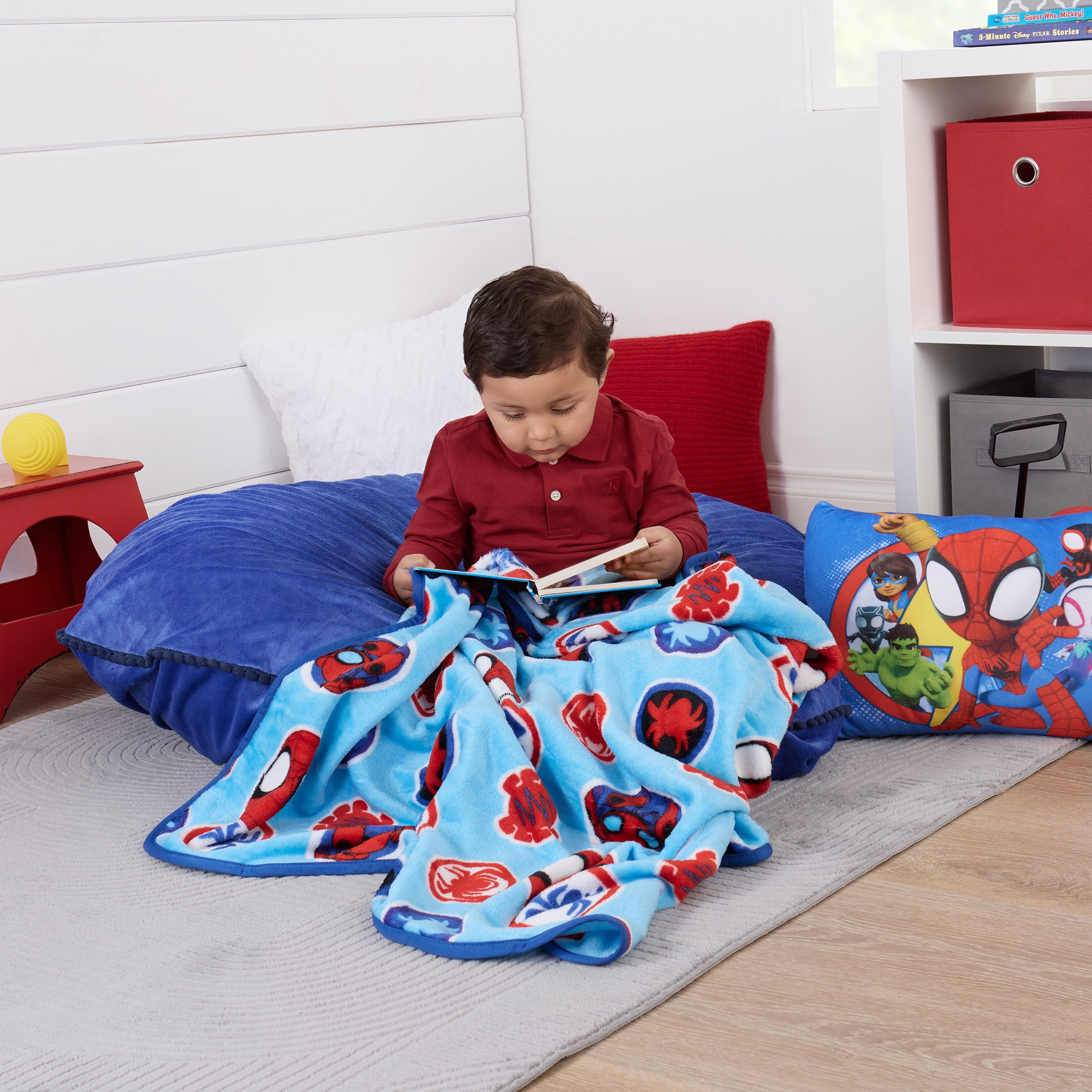 Marvel Spidey Let's Swing Plush Toddler Blanket, Blue, Red, 40"x50", Boy