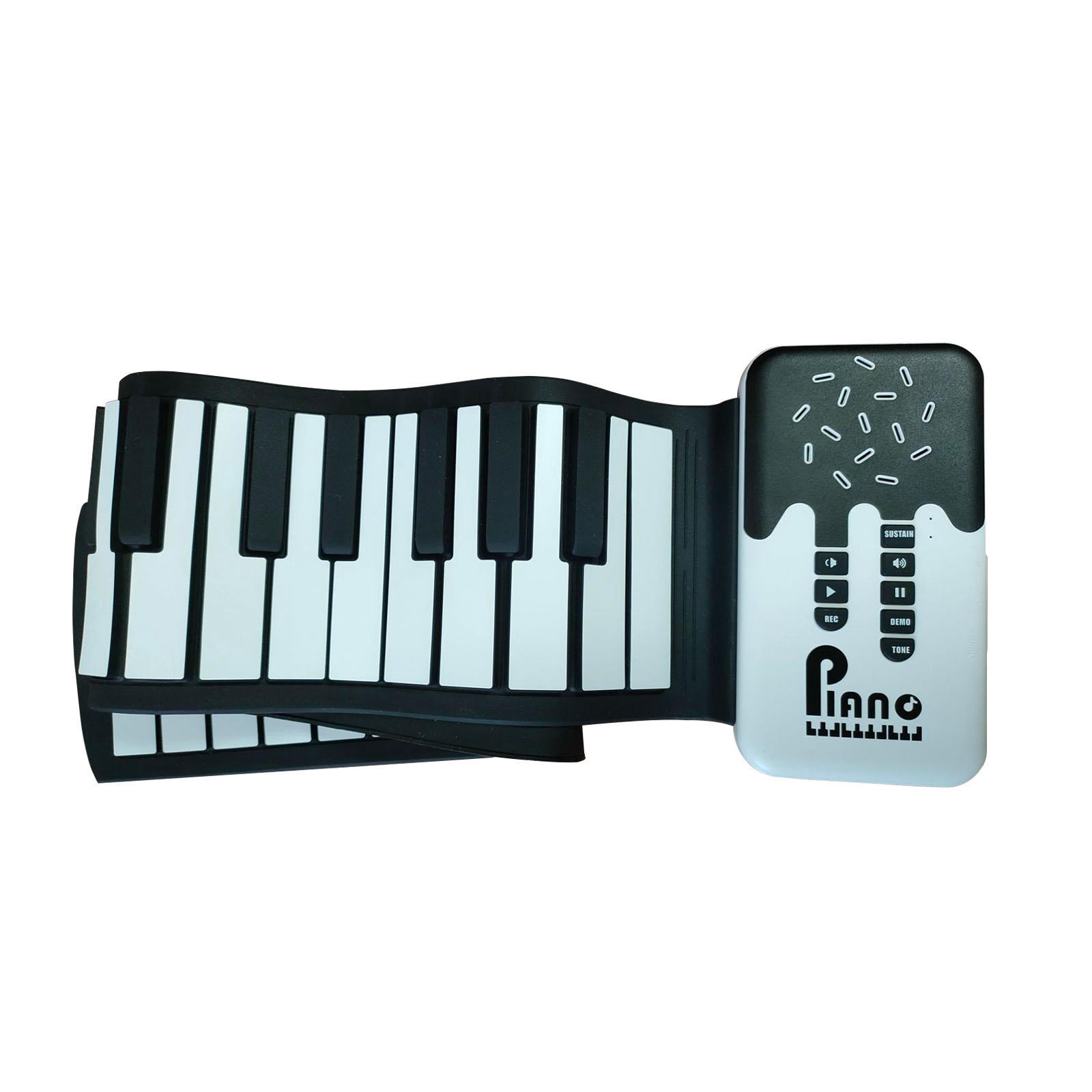LeeQinersw Roll up Piano Roll Out Electronic Piano Keyboard Rechargeable Lightweight Sturdy black white keys