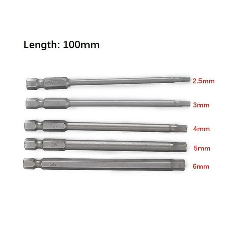 

5pcs 1/4 Hex Shank Magnetic Head Screw Driver Screwdriver Bits 2.5/3/4/5/6mm
