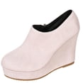 thumbnail image 2 of OKBOP Women's Wedge Boots Side Zip Round Toe Stability Foam Cushioning Beige Stylish Women's Boots Sizes 36, 2 of 5