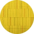 thumbnail image 1 of Ahgly Company Machine Washable Indoor Round Abstract Yellow Contemporary Area Rugs, 4' Round, 1 of 4