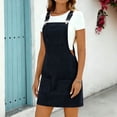 thumbnail image 4 of Fewfanhot Womens Dresses Summer Overalls Dress Casual Adjustable Straps Pinafore Dress Short Skirt with Pockets, 4 of 9