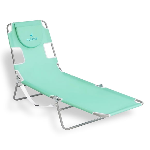 Ostrich The Original Chaise Beach Lounge Chair, Folding & Reclining Outdoor Lounger, Teal