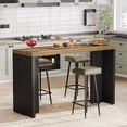 thumbnail image 3 of Tribesigns Home Bar Unit, 55.12-Inch Bar Table with a Faux Marble Finished Tabletop, Modern Freestanding Mini Bar for Home Kitchen, Living Room, Balcony, Basement, Brown & Black, 3 of 10