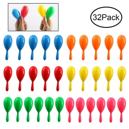 4" Mexican Maracas Kids Baby Toys Noisemaker for Cinco de Mayo Partys, Birthday, Fiesta Decorations, 6 Colors , 32 Pack