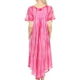 thumbnail image 2 of Sakkas Yasmin Tie Dye Embroidered Sheer Cap Sleeve Sundress | Cover Up - Fucshia - One Size Regular, 2 of 5