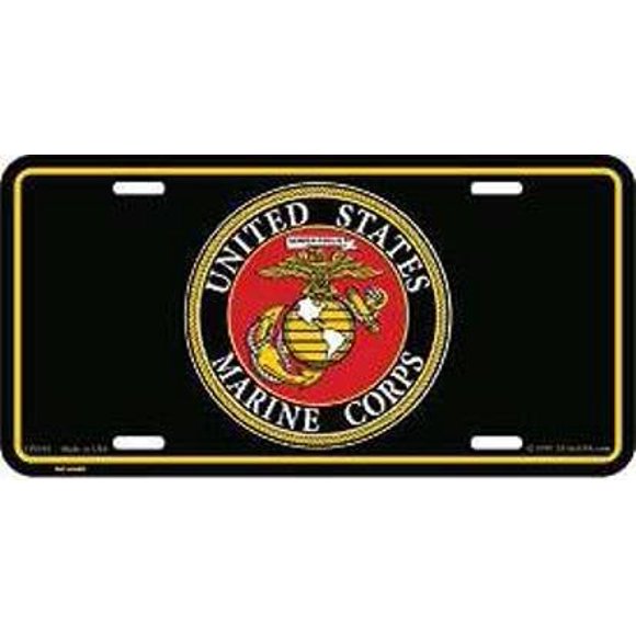 EagleEmblems United States Marine Corps License Plate (Black)