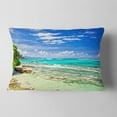 thumbnail image 2 of Designart Tranquil Seychelles Tropical Beach - Modern Seascape Throw Pillow - 12x20, 2 of 5