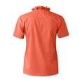thumbnail image 4 of T-Shirt d'Été à Volants Col en V Manches Courtes Imprimé Uni Décontracté Chic pour Femmes, 4 of 6