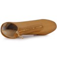 thumbnail image 4 of Botines de Tacones Gruesos con Punta Cuadrada y Cremallera Delantera Allegra K Marrón 36, 4 of 6
