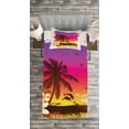 thumbnail image 3 of Ambesonne Luau Quilted Bedspread Set 2 Pcs, Tropical Beach Sunset, Twin Size, Multicolor, 3 of 3