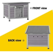 Aivituvin Cat House Waterproof Feral Kitty Shelter Outdoor Indoor Rabbit Hutch for Bunnies,Cats,Dogs and Other Small Animals,Asphalt Roof