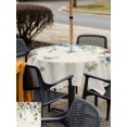 thumbnail image 5 of Outdoor Tablecloth with Umbrella Hole for Patio/Picnic/Party/Camping, Independence Day Waterproof Table Cloth Square Cover Washable, Country Retro Eucalyptus Leaf Flowers (60"x 60"), 5 of 9