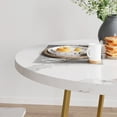 thumbnail image 6 of DSstyles Dining Table Set for 2, Round Kitchen Table and Chairs for 2, Modern Dining Room Table Set with 2 Metal and Wood Chairs, Kitchen Table Set for Small Space, Apartment, Marble White and Gold, 6 of 10