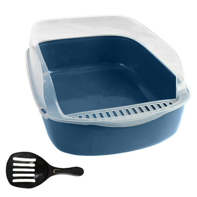 GROWTH TANK Bac à Litière pour Chat Semi-Fermé Durable à Bords Hauts Bleu