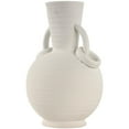 thumbnail image 6 of DecMode 13" Textured Cream Ceramic Vase with Ring Handles, 6 of 9