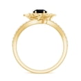 thumbnail image 2 of Lab Created Black Diamond Flower Ring with Diamond for Women - Bypass Ring, 10K Yellow Gold, US 13.00, 2 of 8