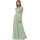 thumbnail image 1 of Vestido de dama de honor deamify, cintura larga tipo imperio, gasa salvia, 1 of 7