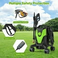 thumbnail image 6 of Topcobe 2400 PSI Electric Pressure Washer with 4 Universal Wheels, Steamer for Cleaning Floor, Upholstery, Grout and Car, Green, 6 of 9