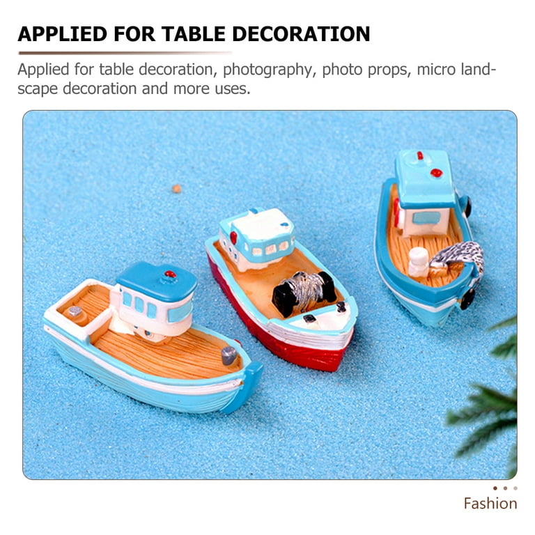 24 Pcs Mediterranean Fishing Boat Water Table Toys Decoration Model Resin  Crafts Doll House Ornament Child Office 
