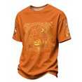 thumbnail image 2 of KLHDSF Mens Casual Halloween Print Top Lightweight Breathable Daily T-Shirt Round Neck Short Sleeve Loungewear Orange XXXL, 2 of 5