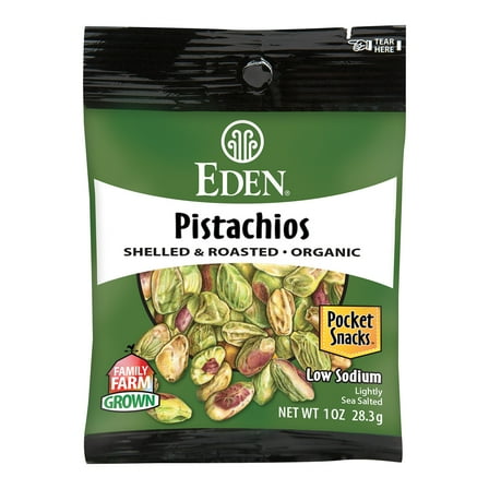 Pack of 12, Eden Foods Pistachios Pocket Snacks, 1 oz