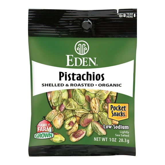Pack of 12, Eden Foods Pistachios Pocket Snacks, 1 oz
