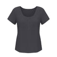 thumbnail image 4 of aohooy Linen Tops for Women Bohemian Peasant Tunic Blouse Summer Embroidered Short Sleeve U Neck Flowy Boho Gauze Tee Shirts 2026 Gray,XL, 4 of 7