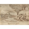 thumbnail image 2 of Pierre Puvis de Chavannes 24x18 Gold Ornate Framed and Double Matted Museum Art Print Titled - Sleep; Sketch for the Painting, Now in the Museum at Lille (1840-98), 2 of 4