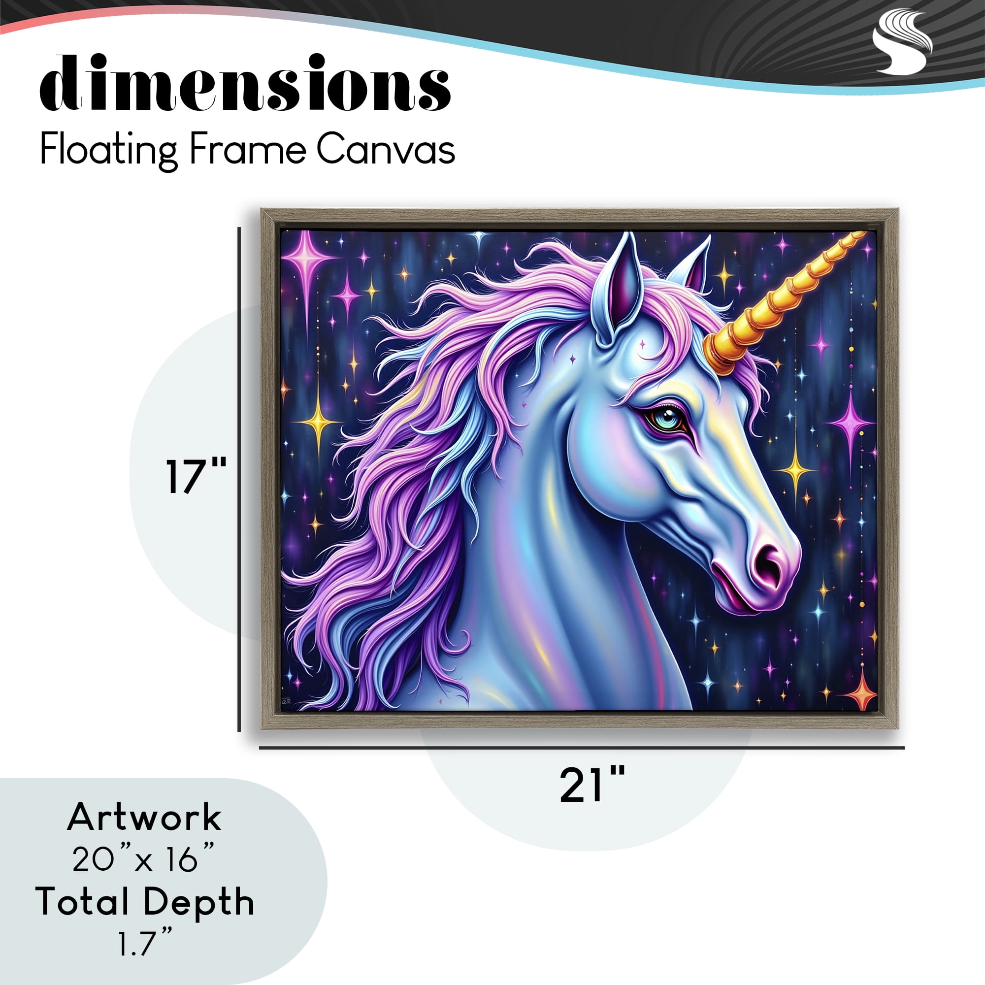 Stupell Industries Star Dancer Unicorn Brown Framed Floater Canvas Wall Art, design by Tabz Jones