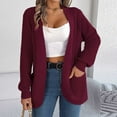 thumbnail image 2 of Lovskoo 2024 Cardigan Sweaters for Women Open Front Trendy Solid Color Long Sleeved Pocket Oversized Winter Outerwear Tops Claret, 2 of 7